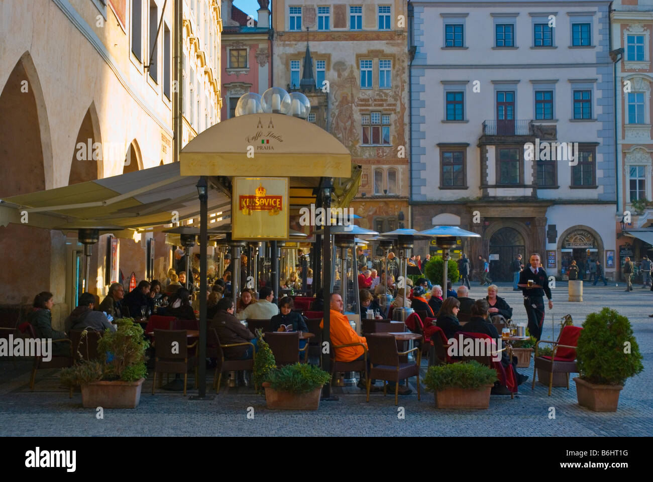 Restaurant terrace at old town square in Prague Czech Republic Europe