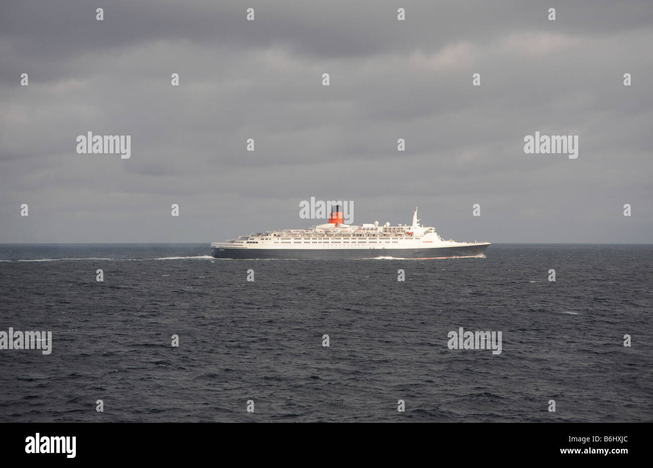 QE2 liner in the middle of the North Atlantic Ocean, from the Queen