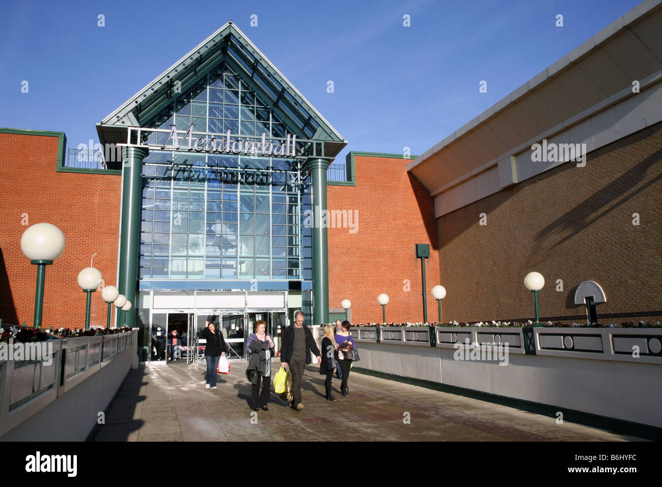 An entrance to the Meadowhall Shopping Centre in Sheffield Stock Photo