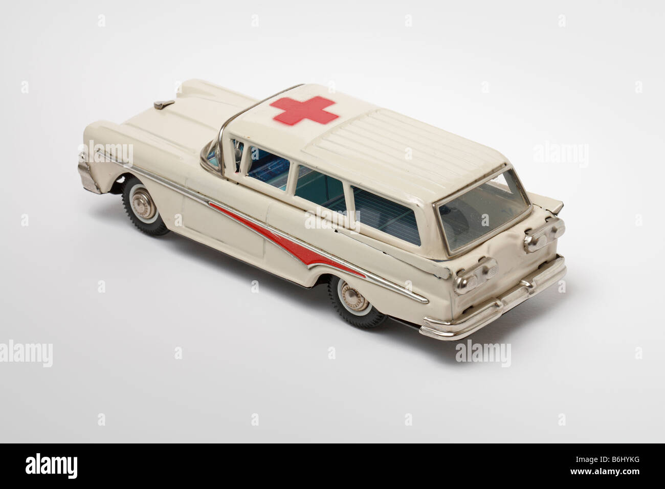 Vintage french made metallic toy ambulance Stock Photo