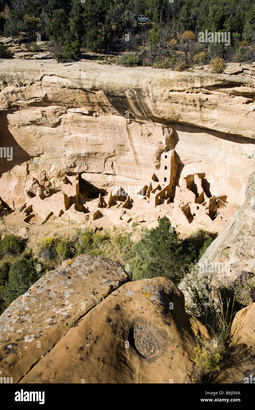 Square Tower House, Mesa Verde National Park in Colorado, USA Stock Photo