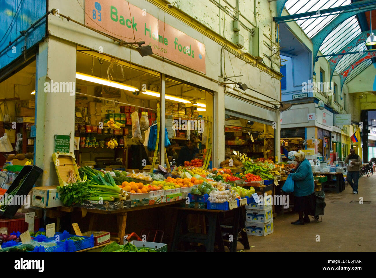 Shop specialising in African and Caribbean foods in Brixton Village market in London England UK Stock Photo