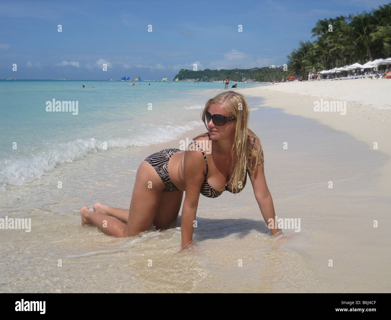 Young woman in a bikini on an exotic beach. Boracay, Philippines, Asia  Stock Photo - Alamy