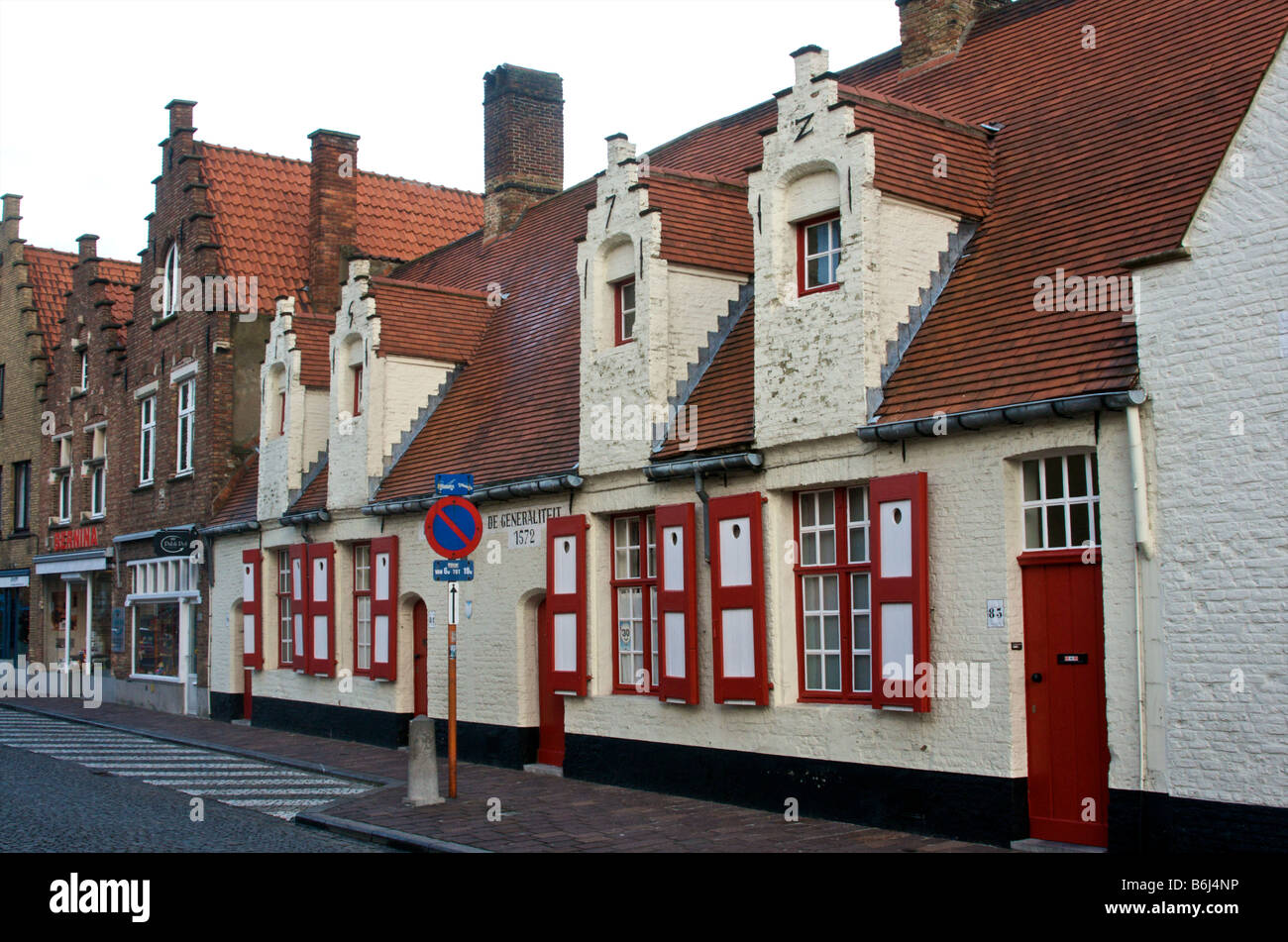 Alms houses in Bruges, Belgium Stock Photo Alamy