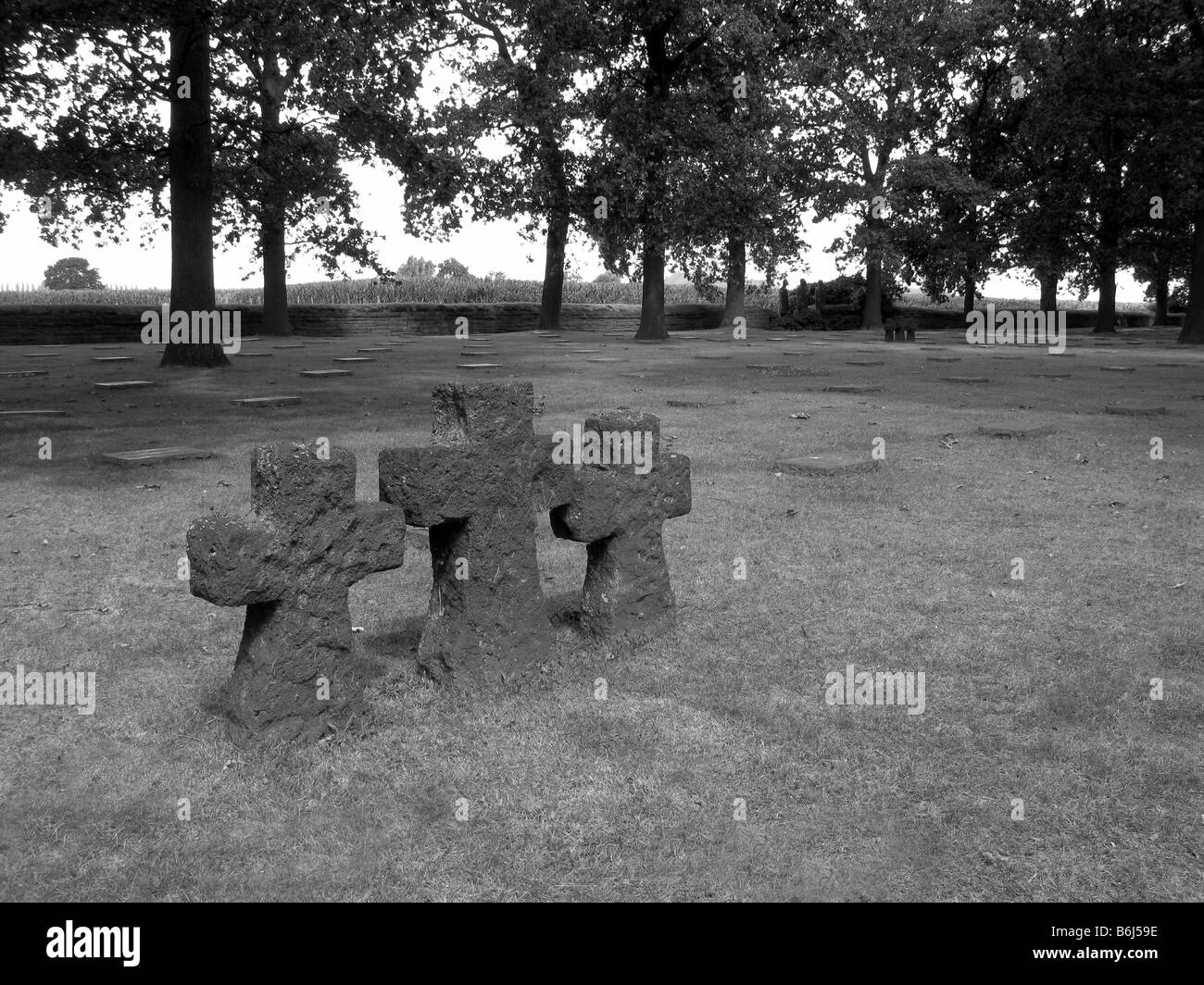 German First World War Cemetry in Langemark, Belgium. Stock Photo