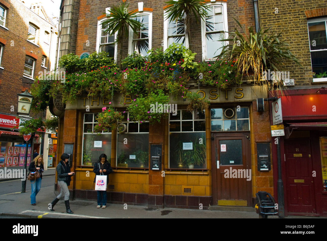 The Blue Posts pub in Berwick Street in Soho in London England UK Stock