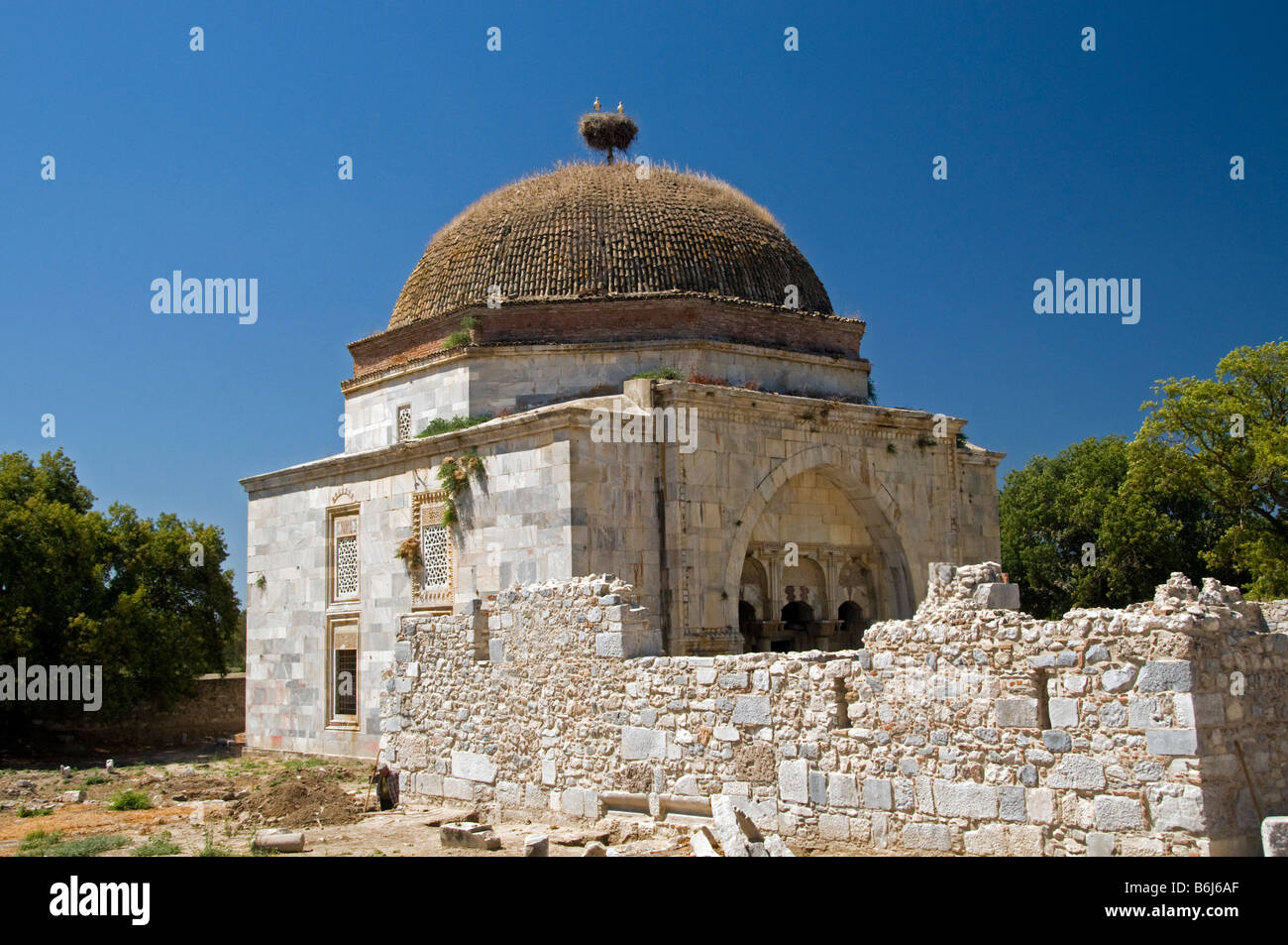 Ilyas Bey Mosque in ancient City of Miletos, Aydin Turkey, Western Coast of Anatolia Stock Photo