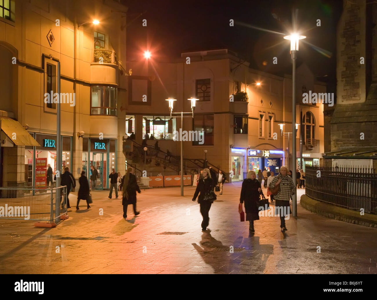 Late night shoppers Cardiff Wales UK Stock Photo