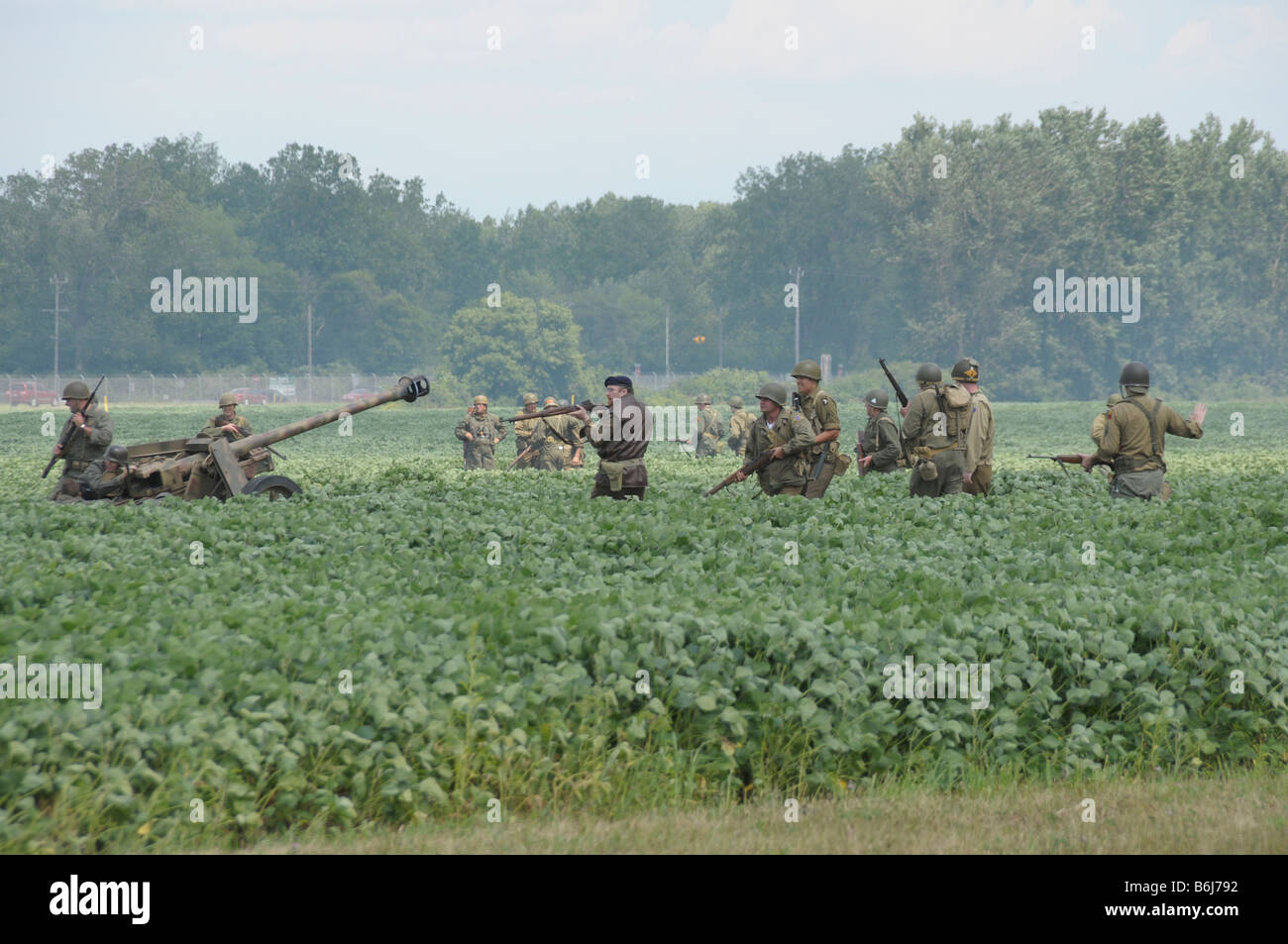 American soldiers in a WWII reenactment in Belleville, Michigan Stock Photo