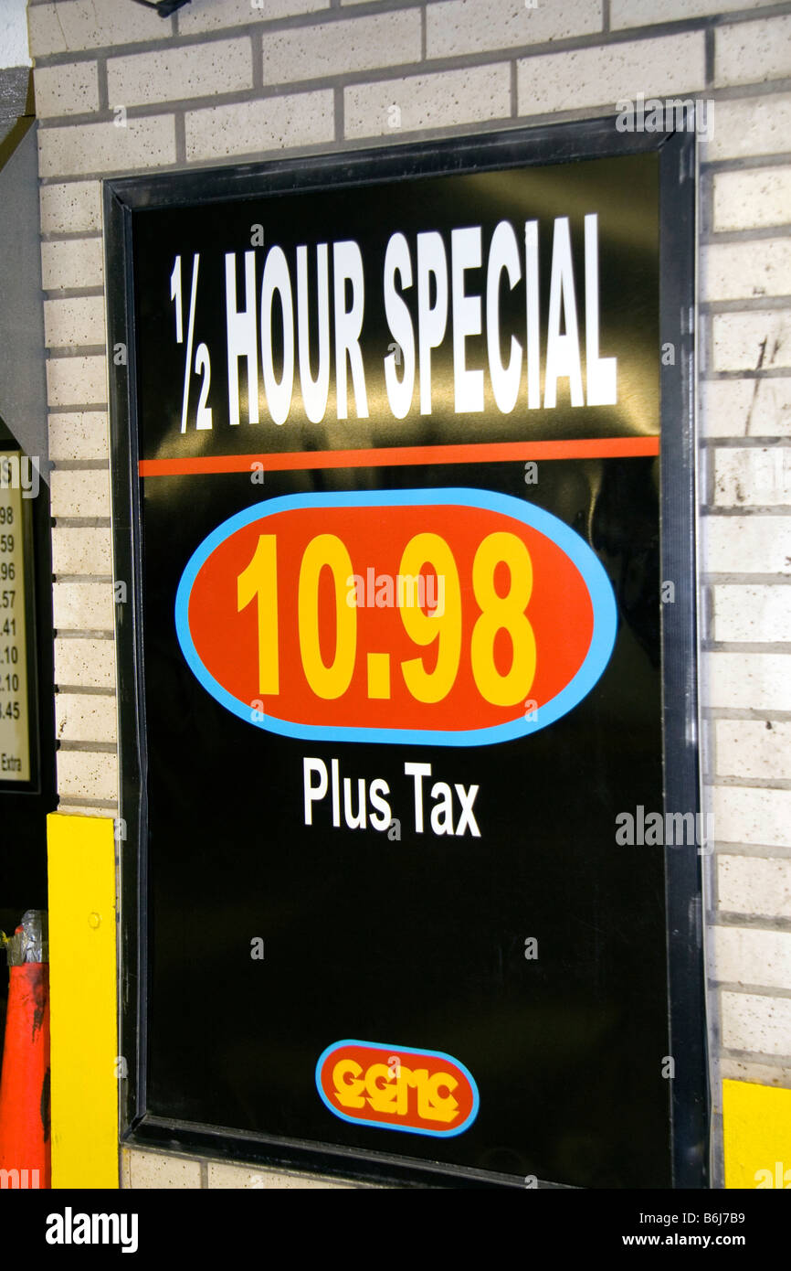 Parking price sign in New York City New York USA Stock Photo