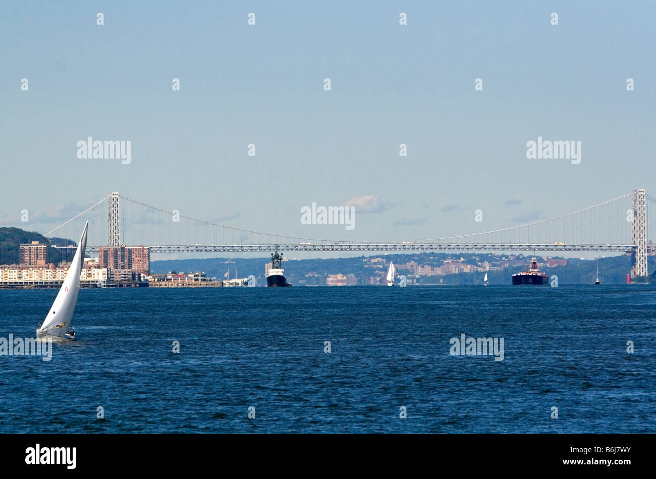 The George Washington Bridge crossing the Hudson River in New York City New York USA Stock Photo