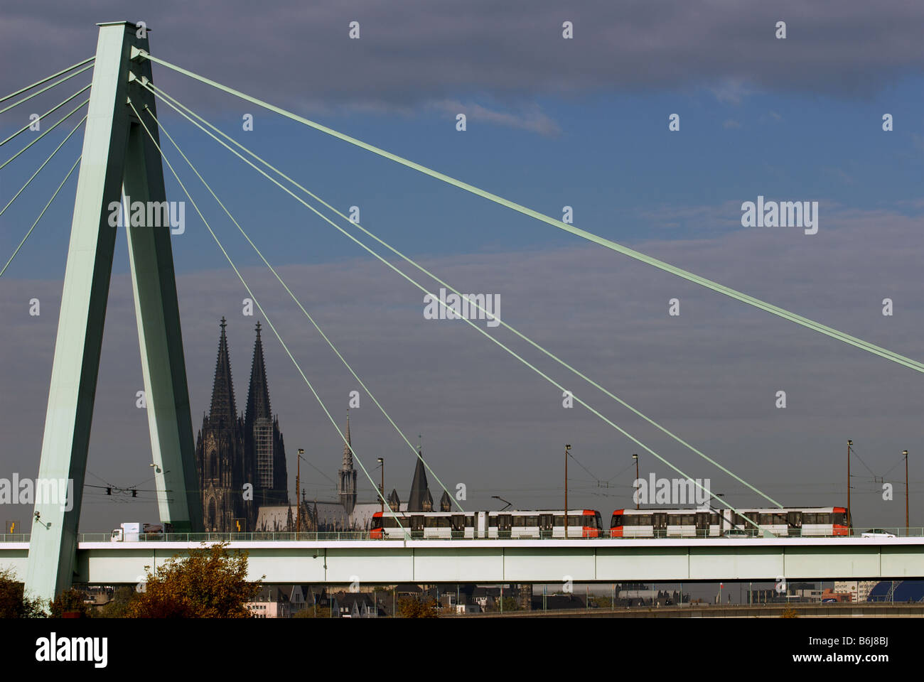 Severins Bridge over the river Rhine, Cologne, North Rhine-Westphalia, Germany. Stock Photo