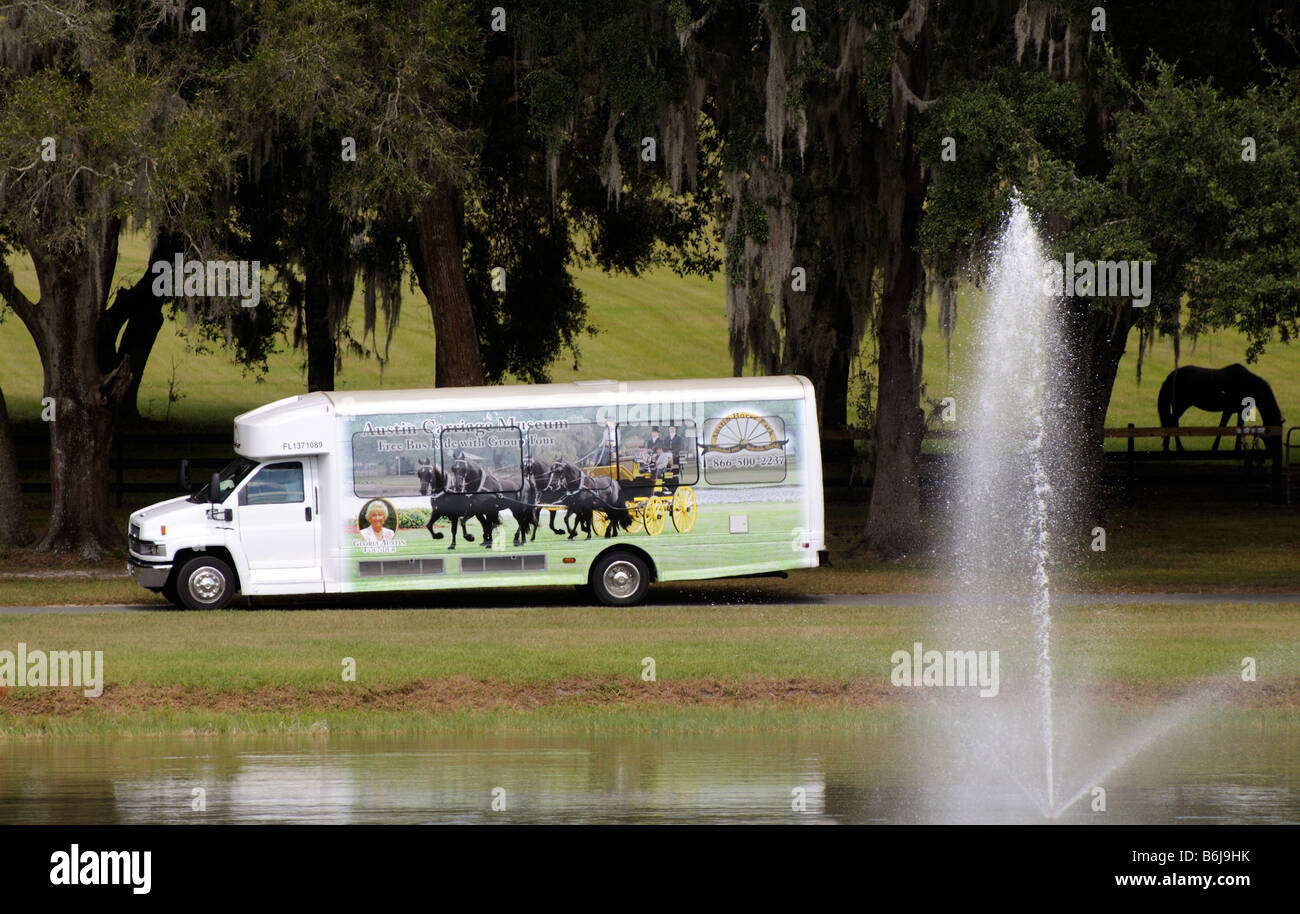 Visitor tour bus at the Florida Carriage Museum & Resort at Weirsdale