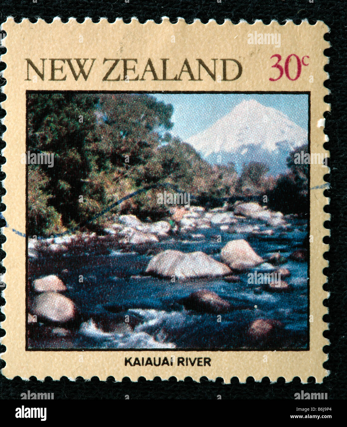 Kaiauai river, postage stamp, New Zealand Stock Photo