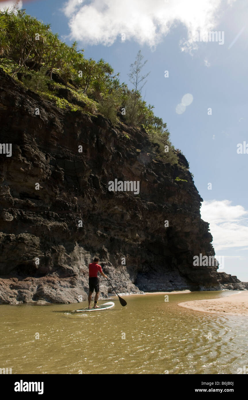StandUp Paddle Boarding off the Na Pali coast, Kauai, Hawaii Stock Photo Alamy
