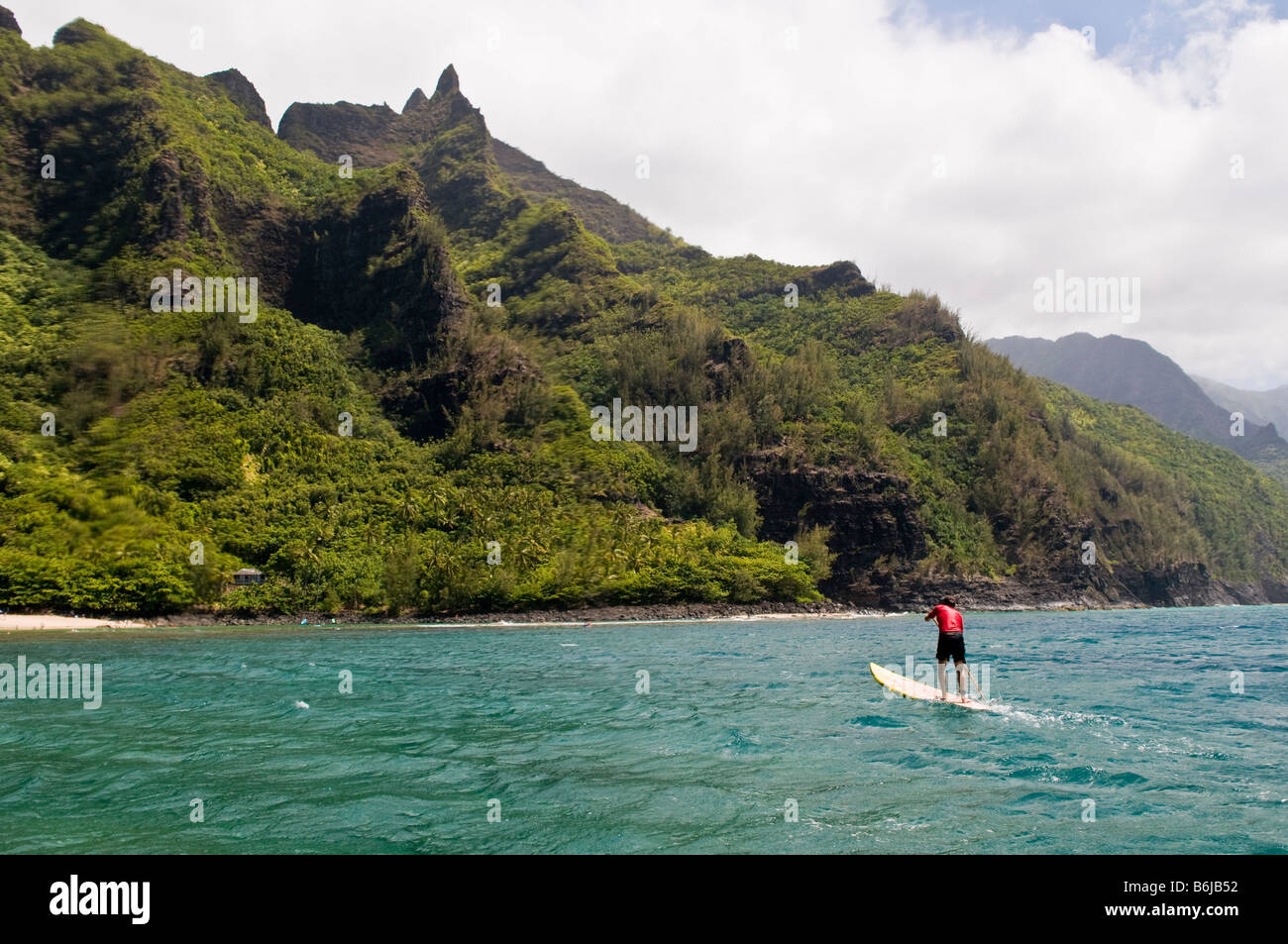 StandUp Paddle Boarding off the Na Pali coast, Kauai, Hawaii Stock Photo Alamy