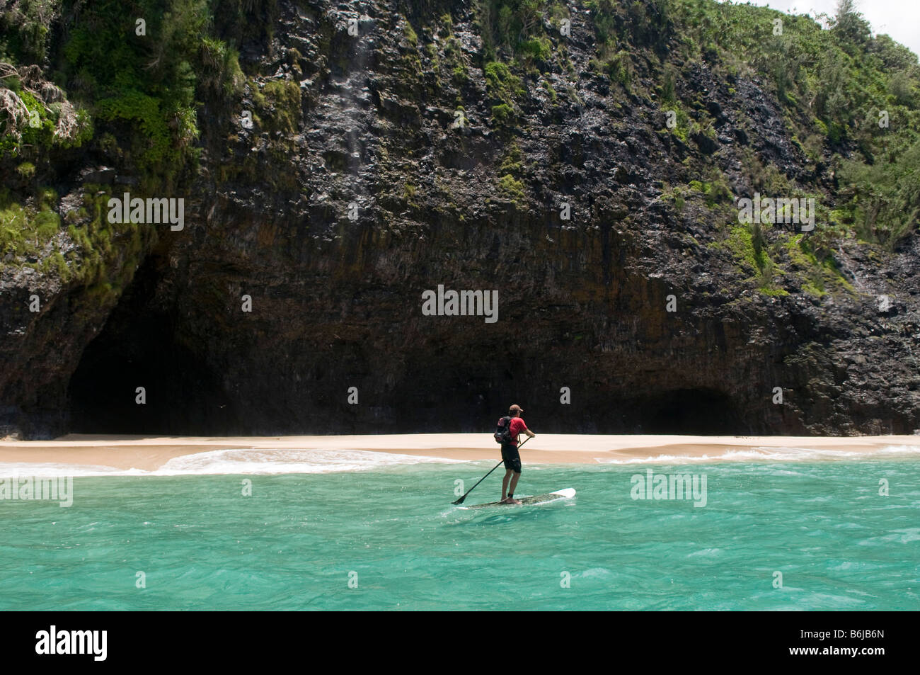 StandUp Paddle Boarding off the Na Pali coast, Kauai, Hawaii Stock Photo Alamy