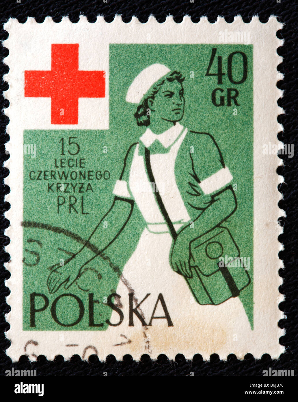 15 years of Red cross in Poland, postage stamp, Poland, 1960s Stock Photo