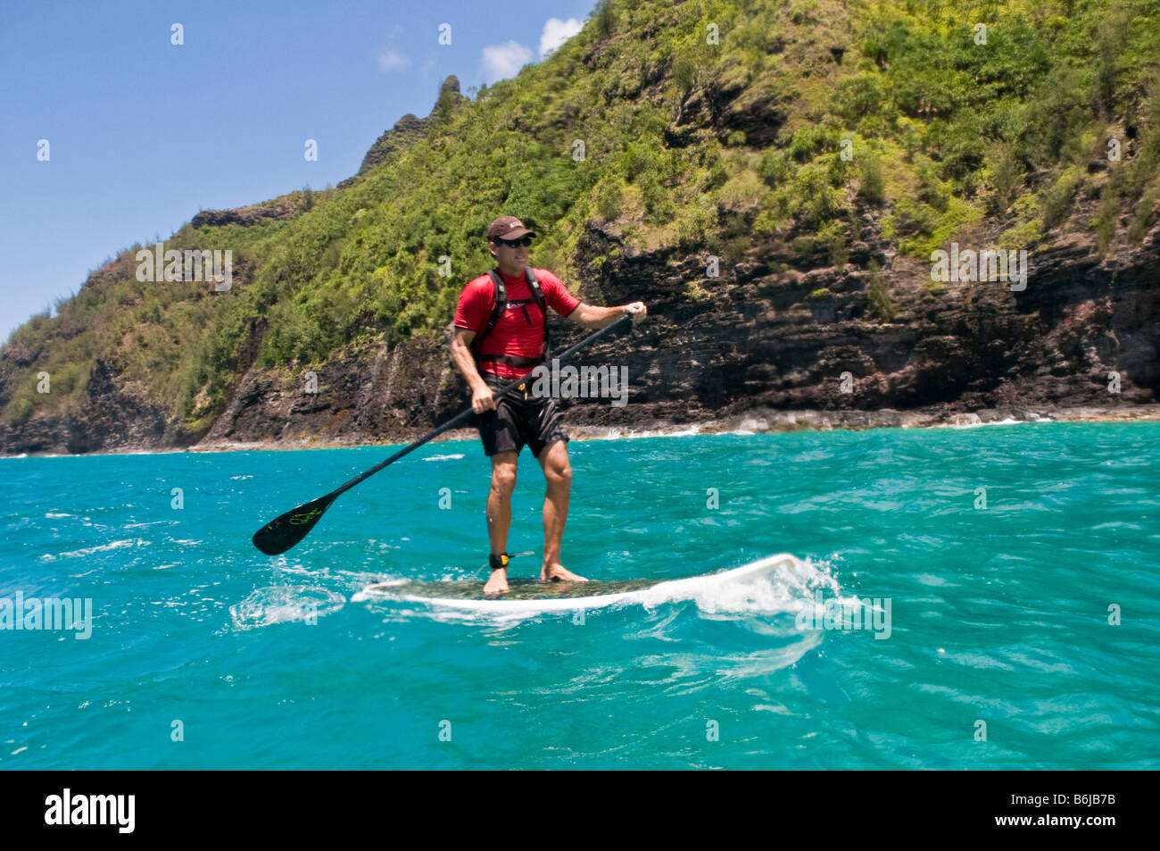 StandUp Paddle Boarding off the Na Pali coast, Kauai, Hawaii Stock Photo Alamy