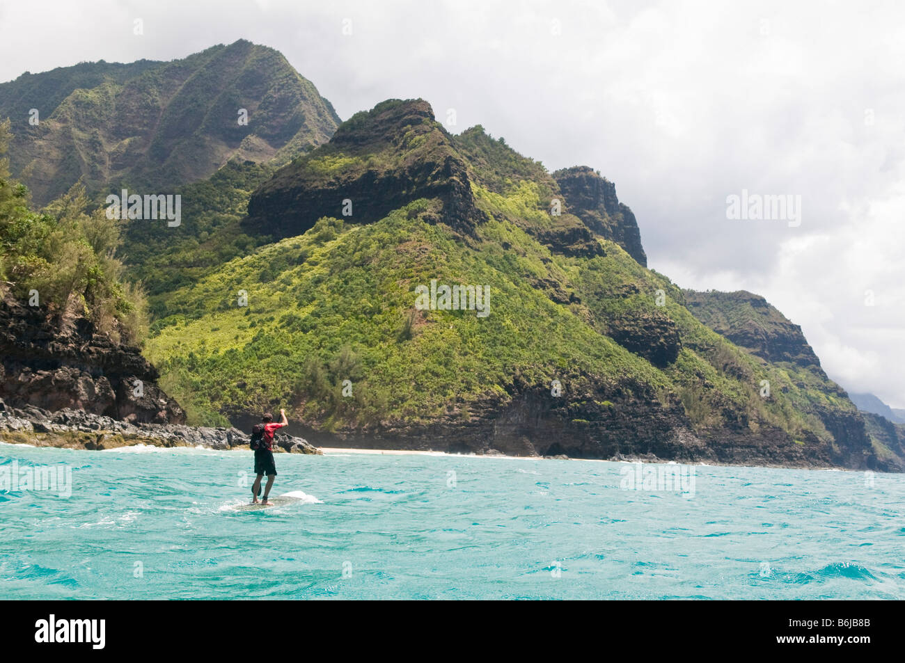 StandUp Paddle Boarding off the Na Pali coast, Kauai, Hawaii Stock Photo Alamy