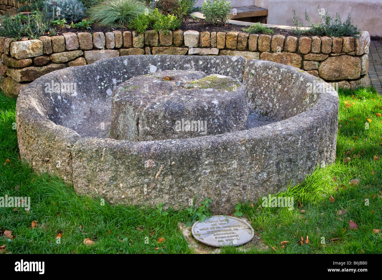 17th century cider mill, Penlee House, Penzance, Cornwall Stock Photo