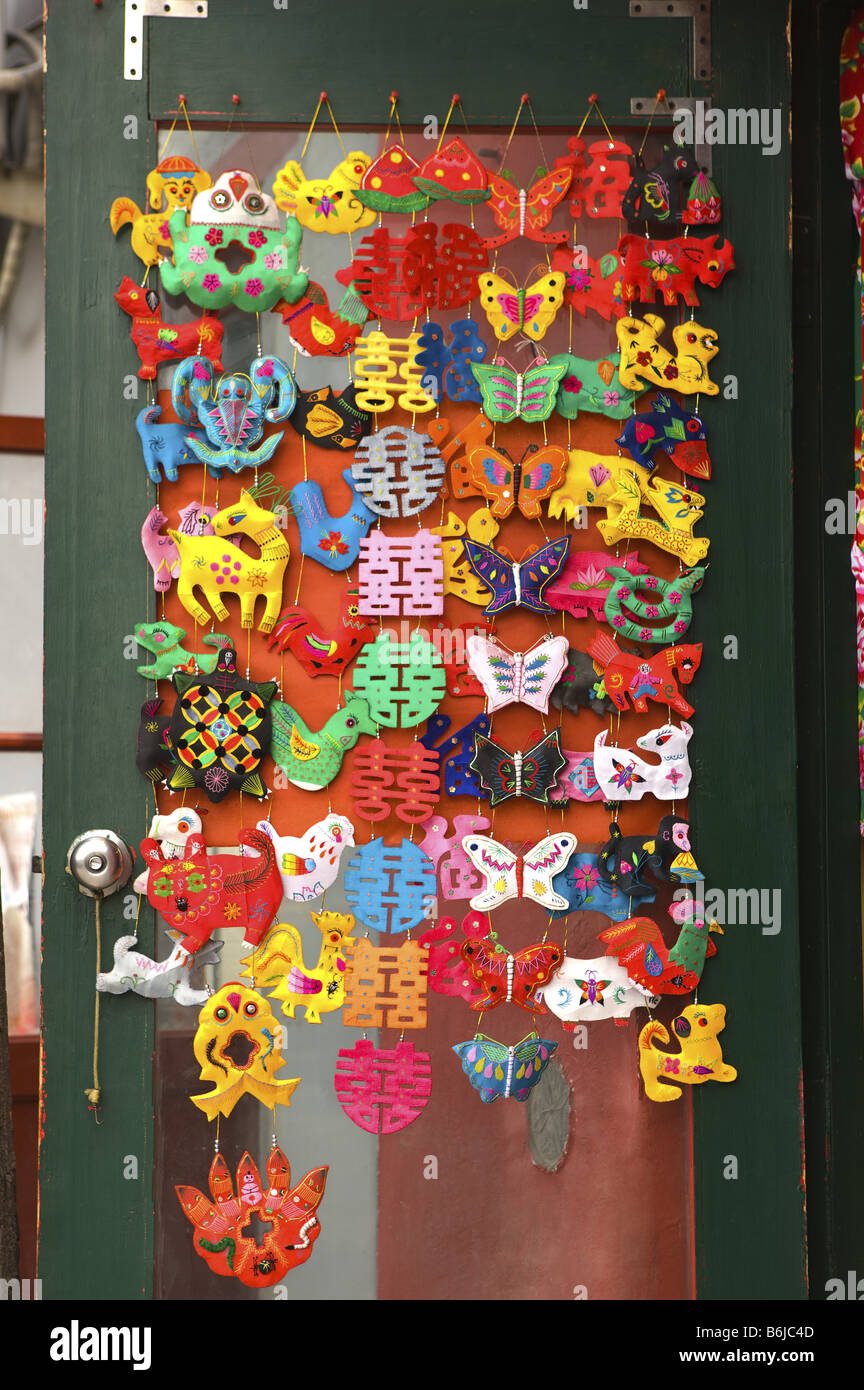 Handicrafts hanging on door Stock Photo