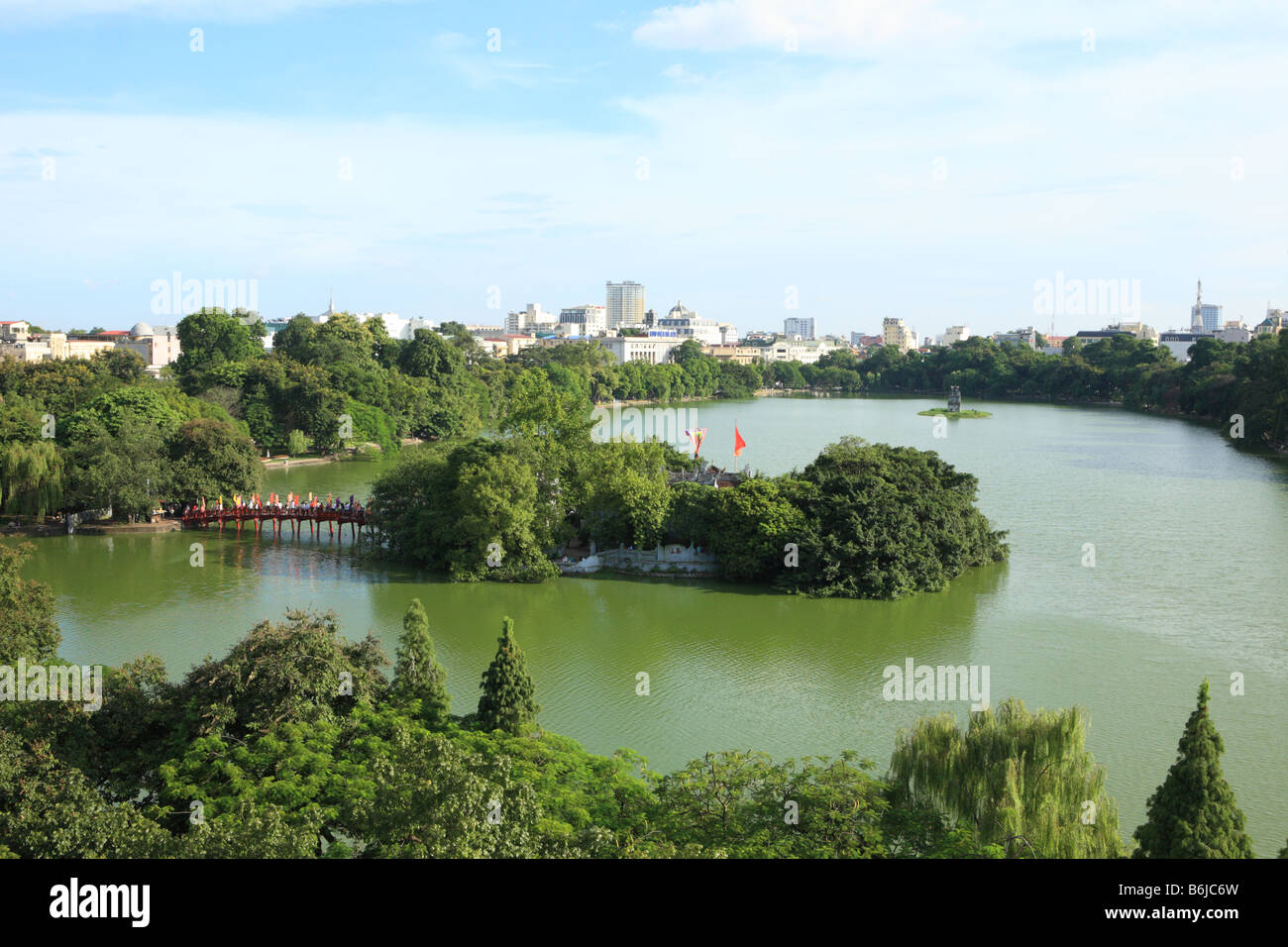 Panorama of Hoan Kiem Lake, Hanoi Stock Photo