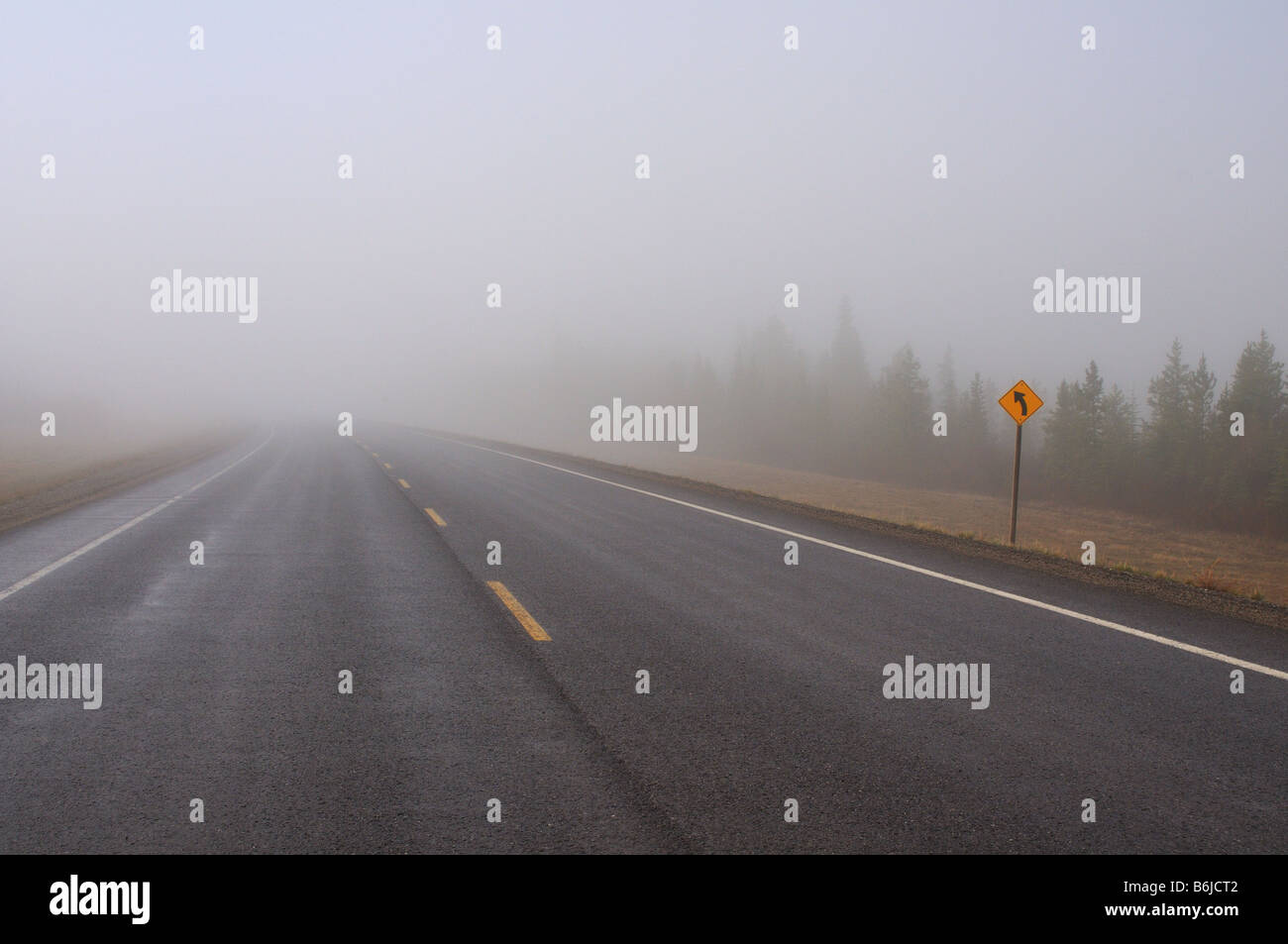 Foggy road 0801 Stock Photo