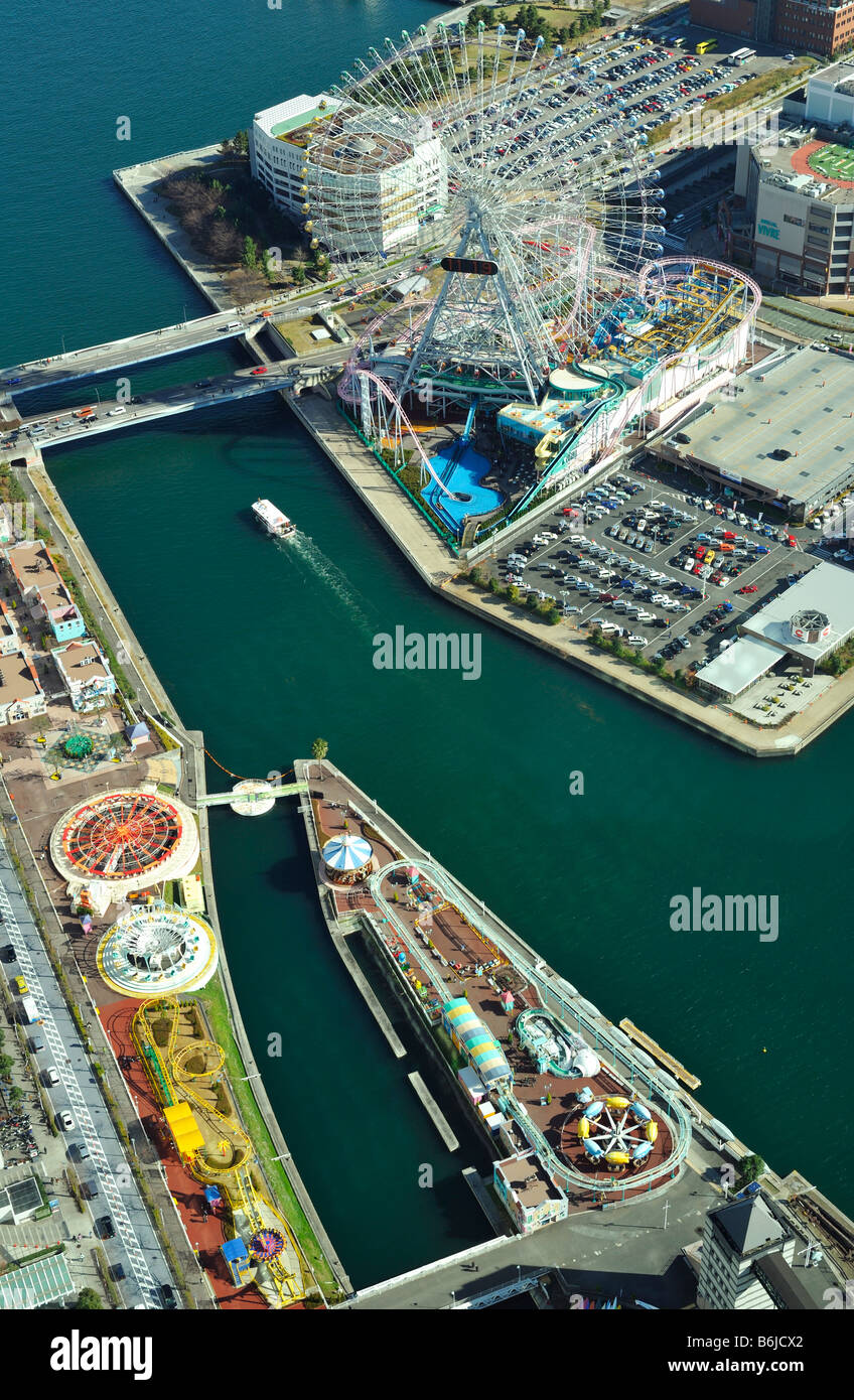 Amusement park at Minato Mirai 21 (Aerial View), Yokohama JP Stock Photo