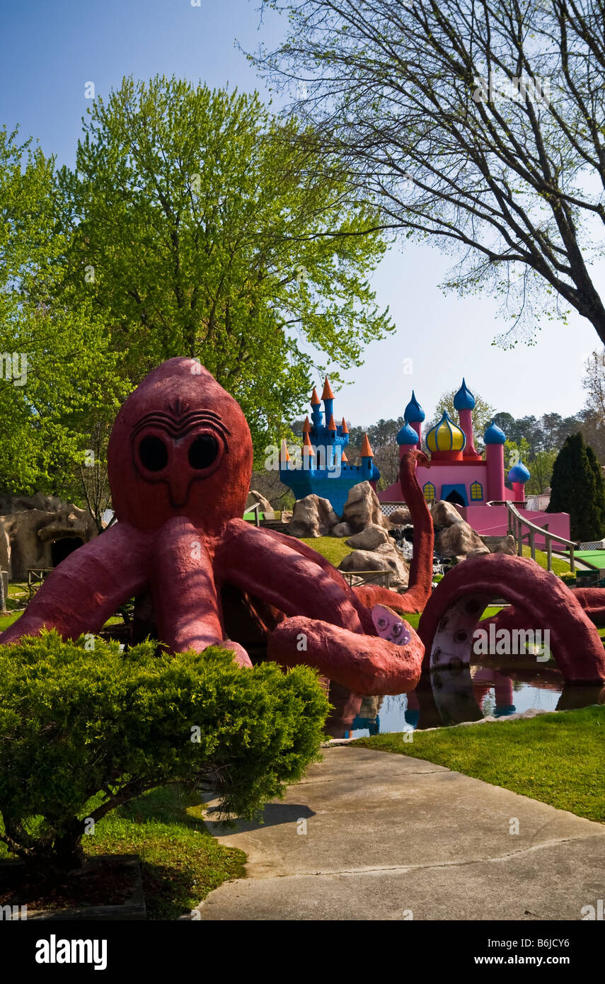 A tacky/whimsical miniature golf course located in Pigeon