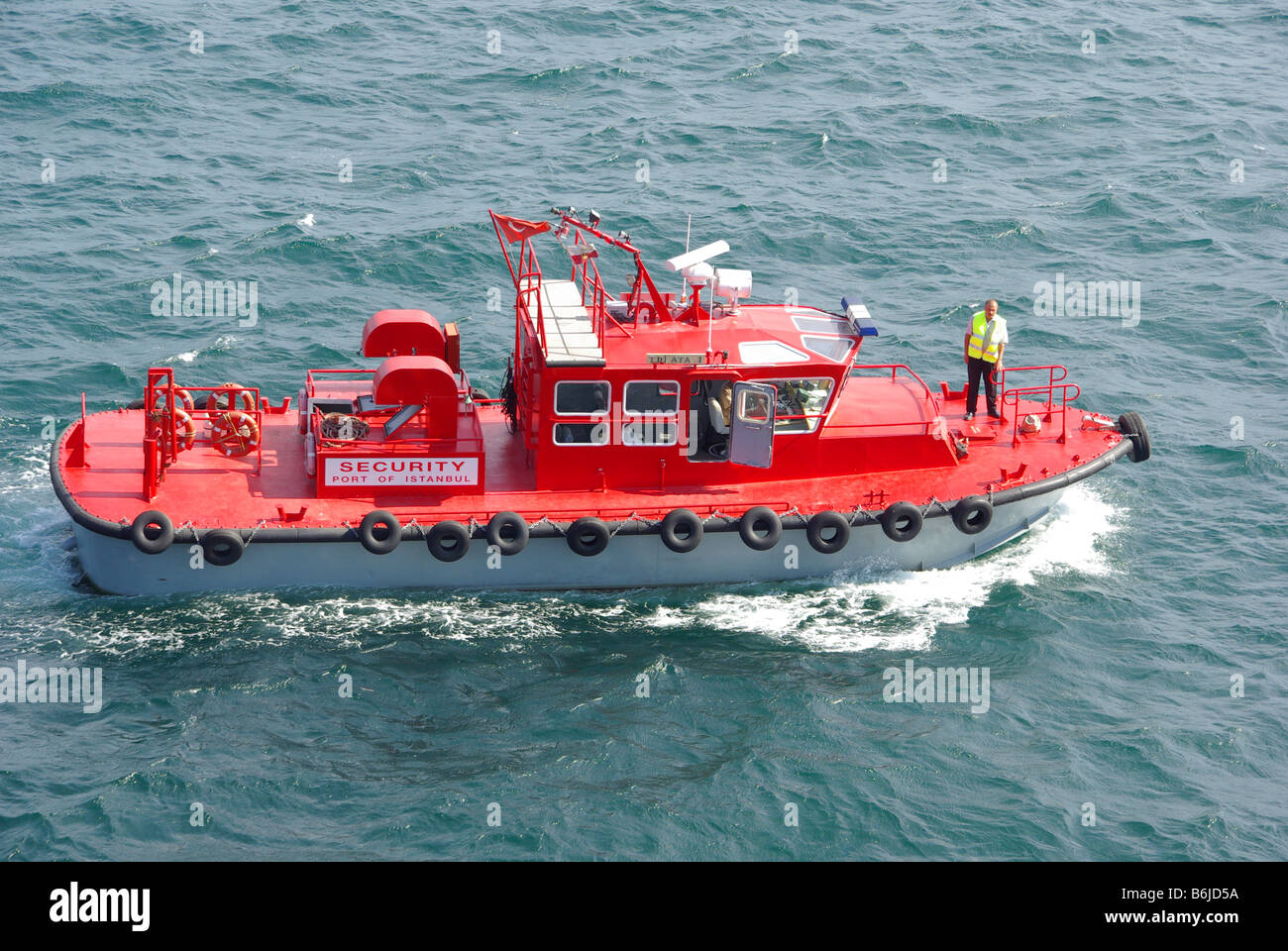 Istanbul Turkey Bosporus port security patrol boat and crew Stock Photo ...