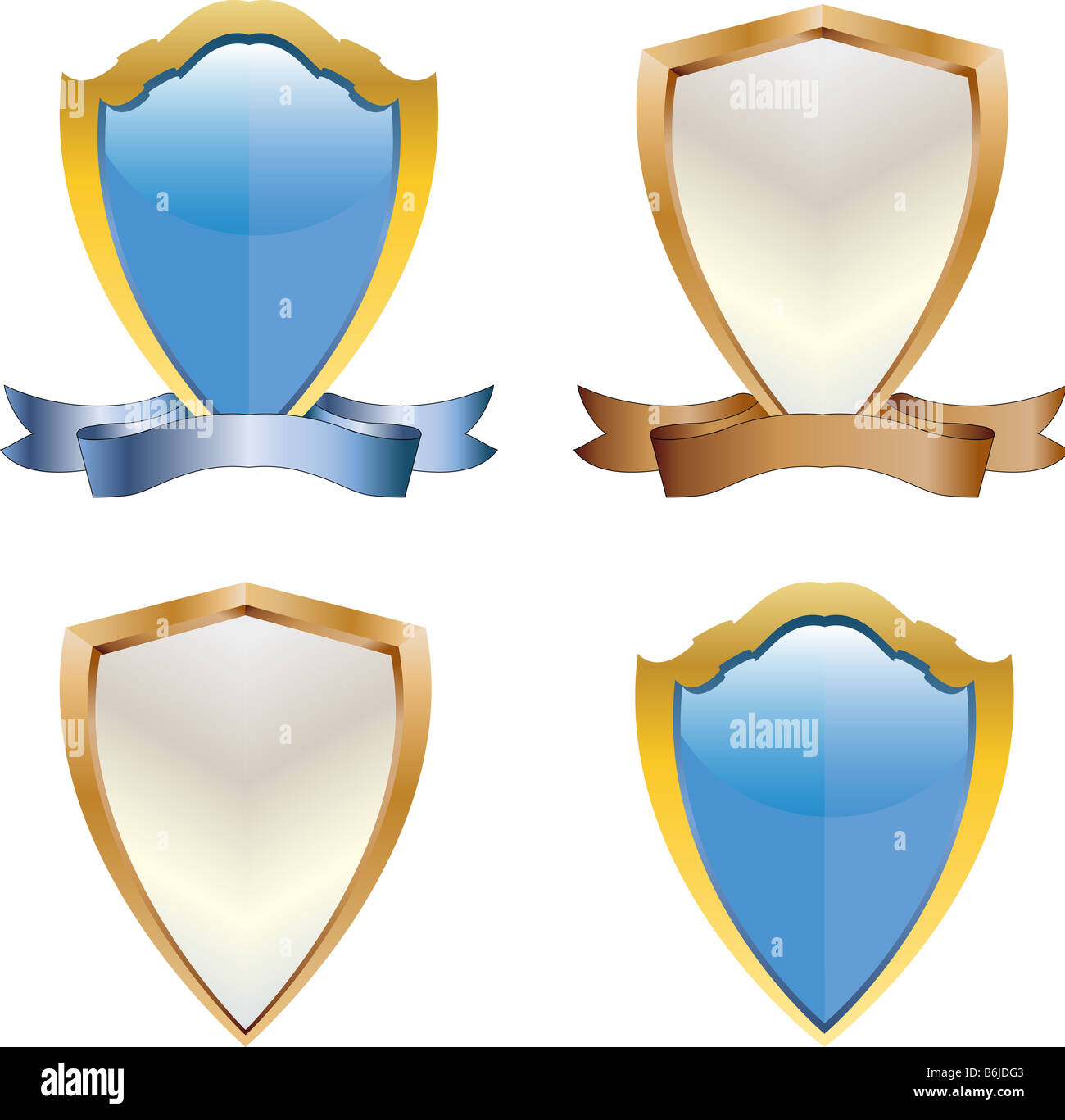 3D shields Stock Photo