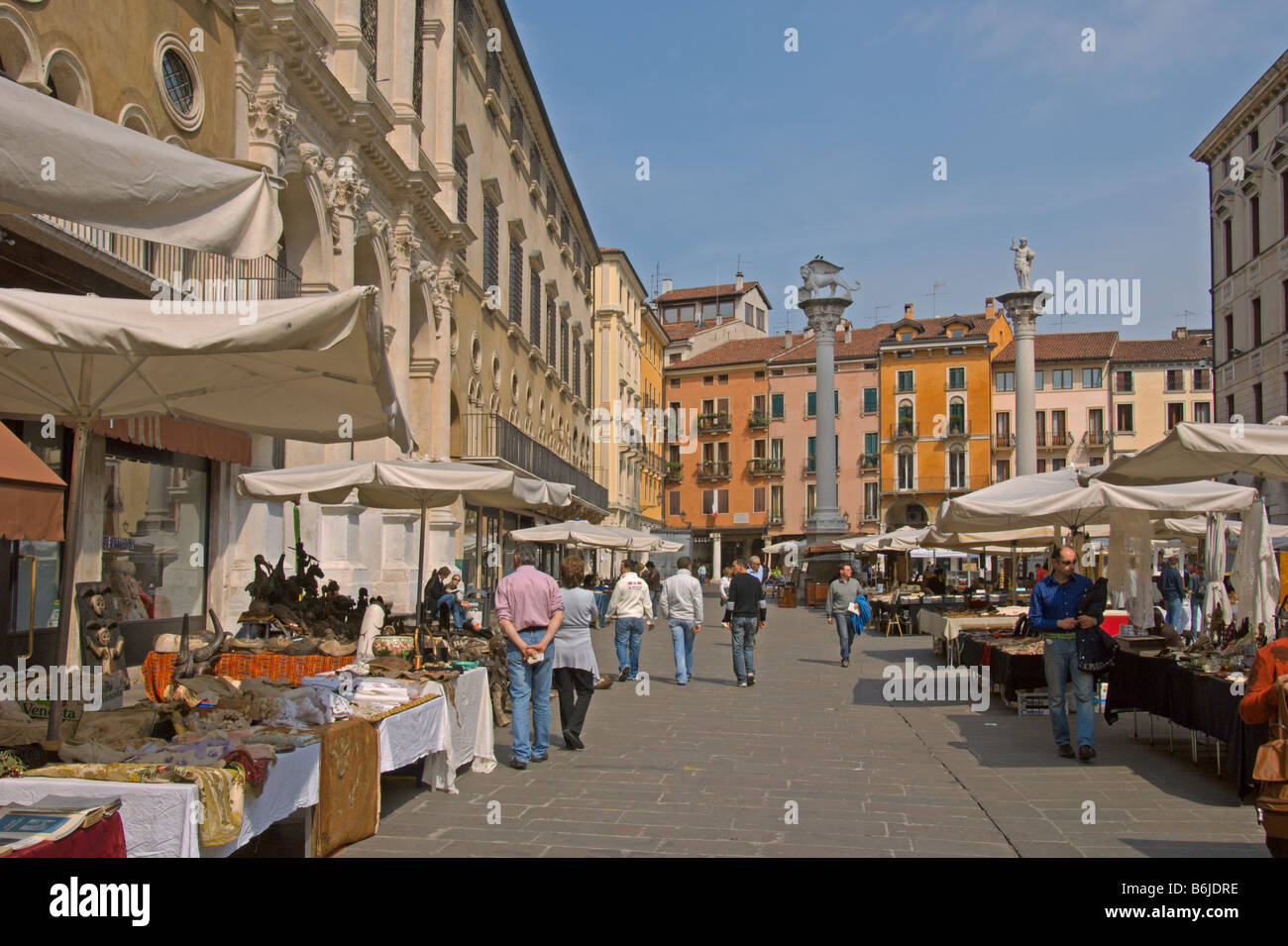 Vicenza Piazza dei Signori antiques Market Veneto Italy April 2008 Stock Photo