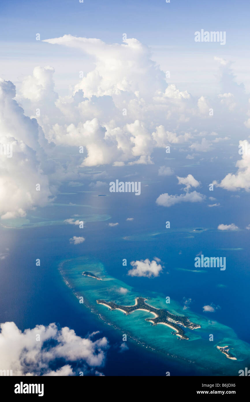 Aerial view of a group of Maldivian Islands Stock Photo