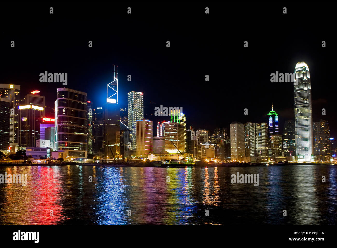 Hong Kong districts of Admiralty/Central as seen at night from across ...