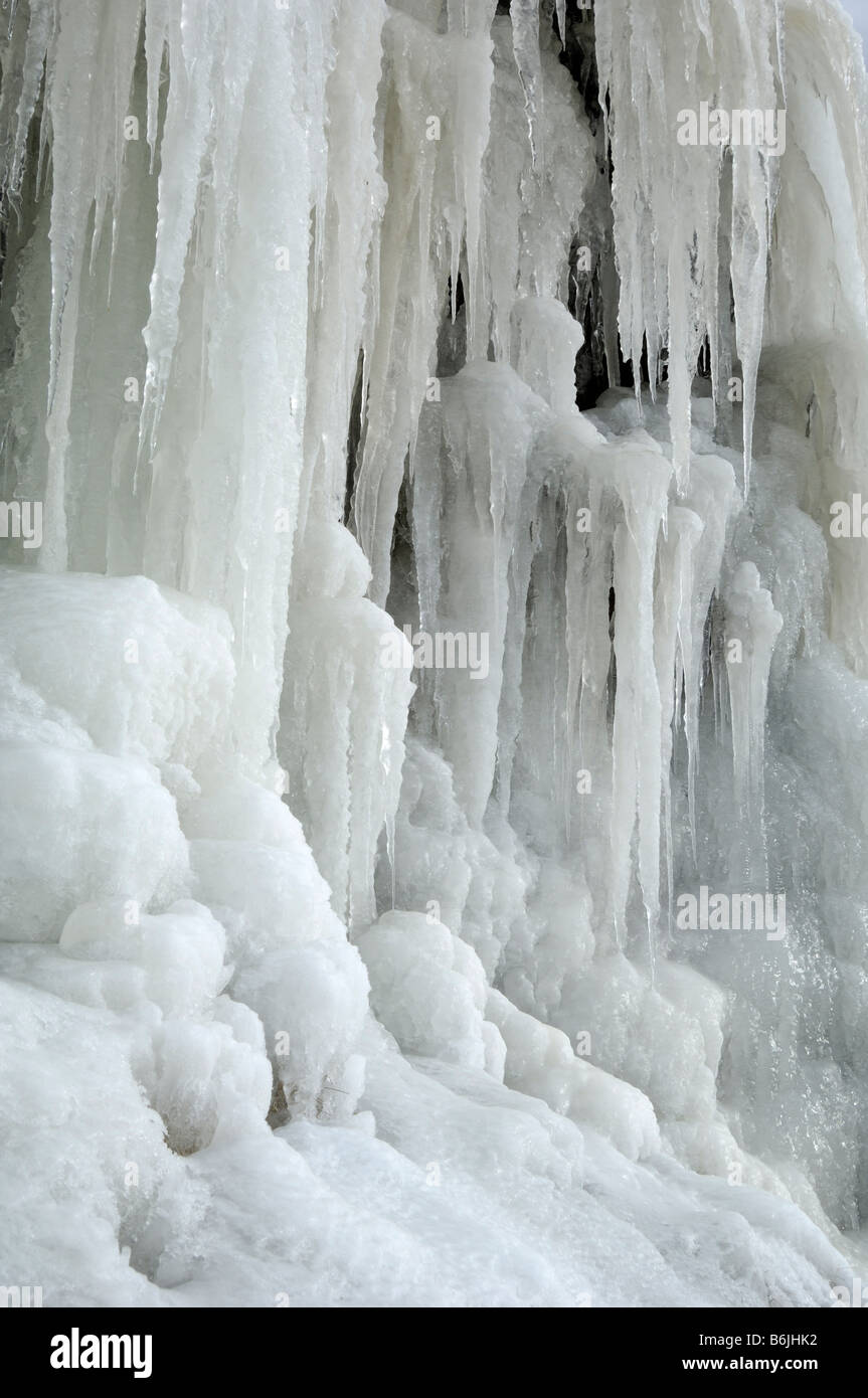 Frozen waterfall, Bilsdale in winter, North York Moors, North Yorkshire, England Stock Photo