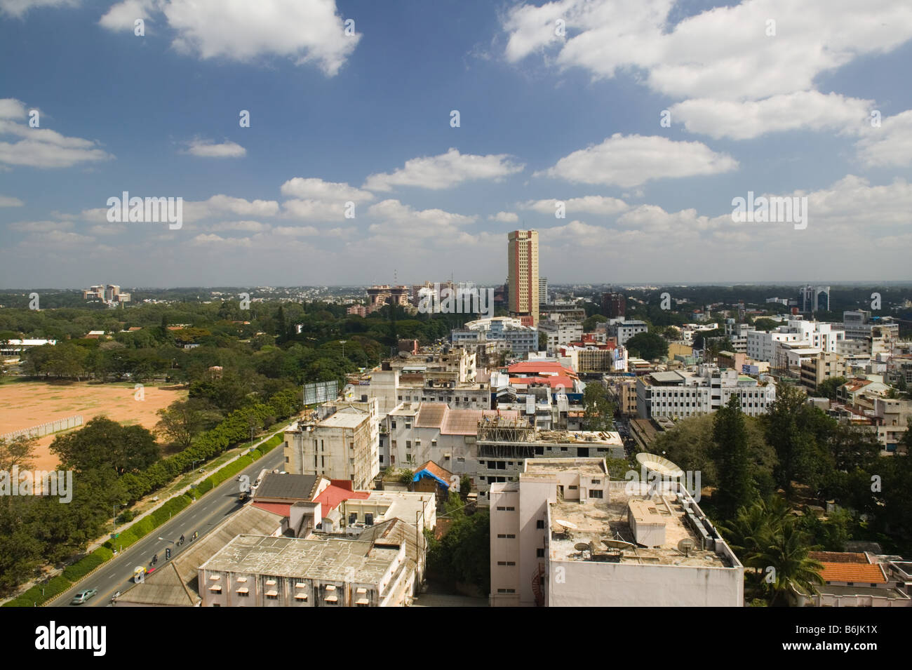 INDIA, Karnataka, Bangalore City Center and MG Road Area Aerial from