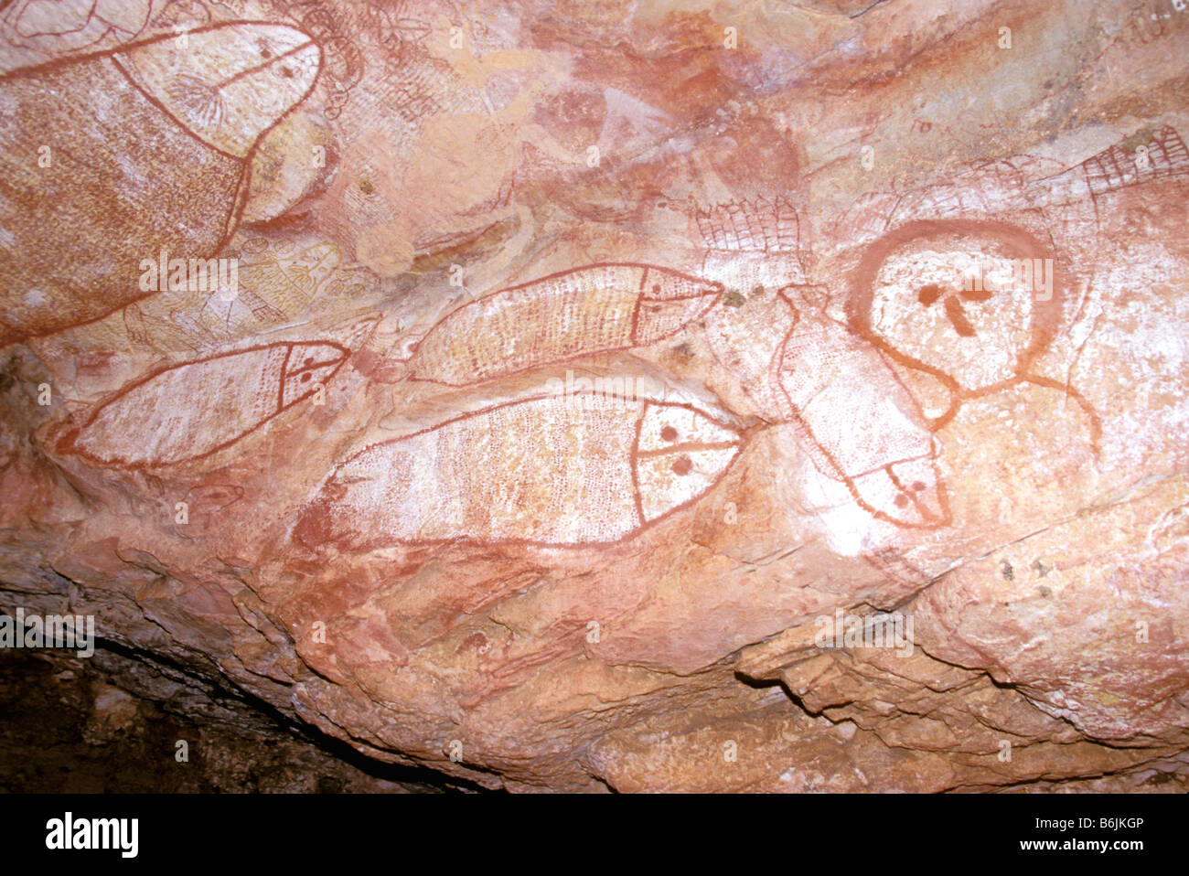 Australia, the Kimberley, Raft Point. Wandjina figures, aboriginal paintings Stock Photo