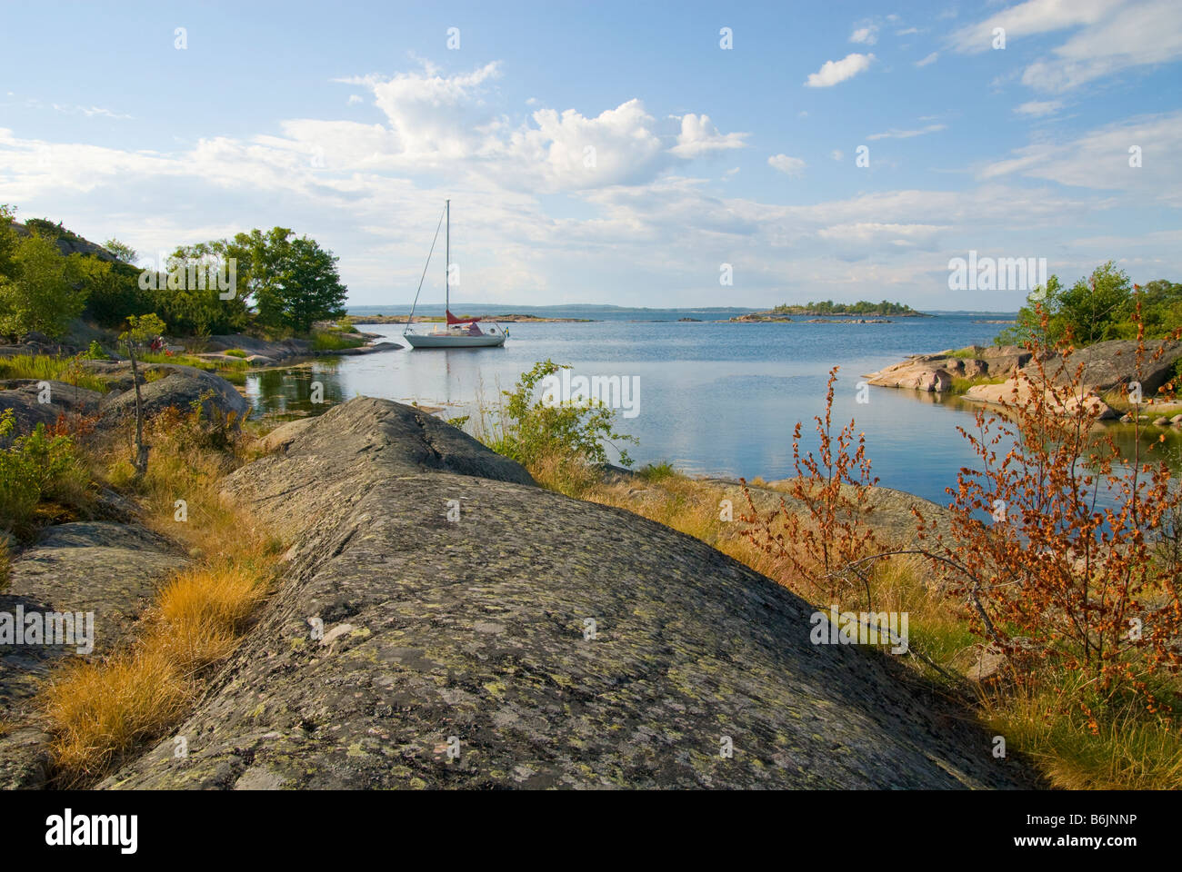 Sailboat in archipelago Stock Photo