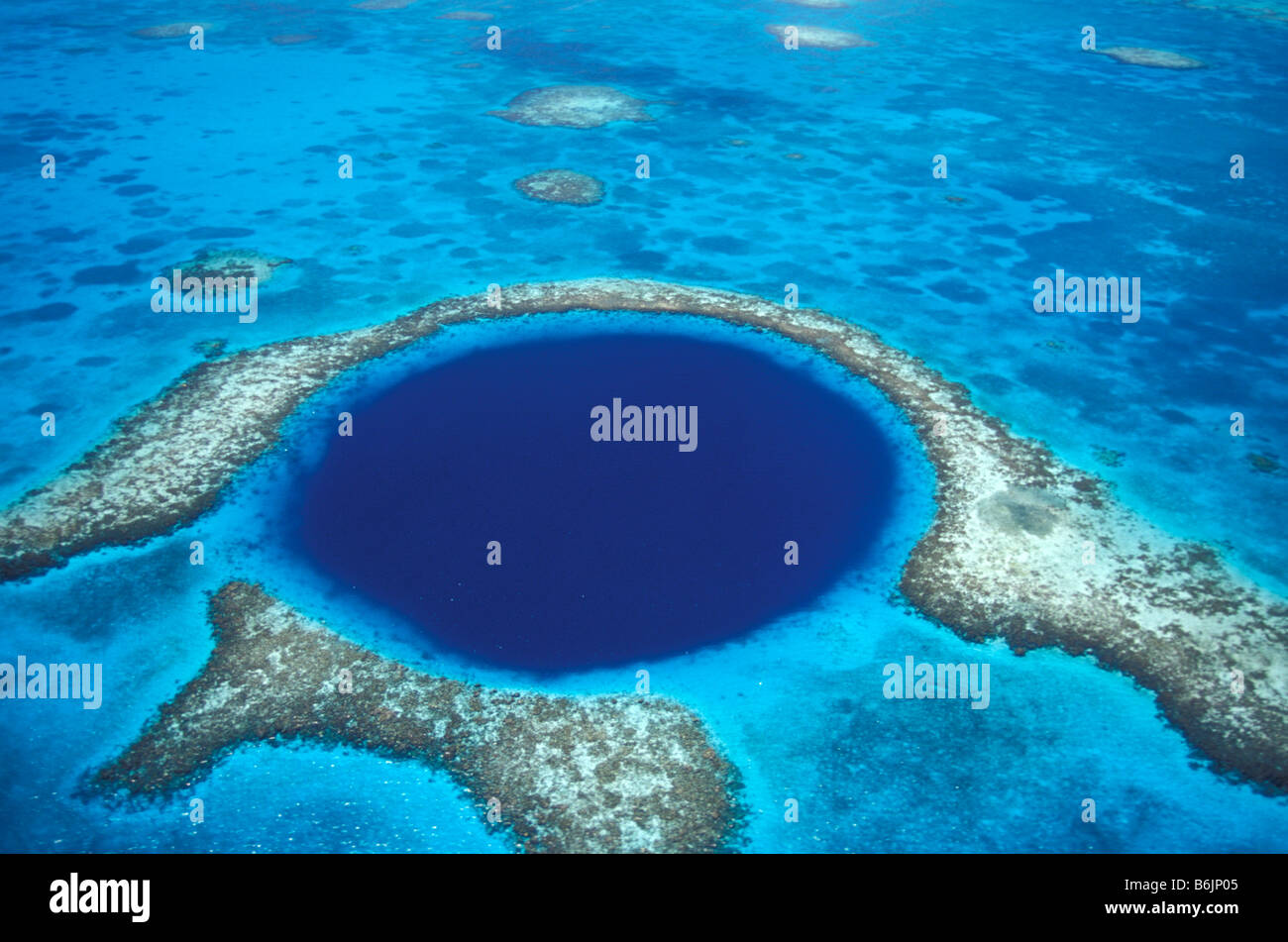 CA, Belize. Aerial view of Blue