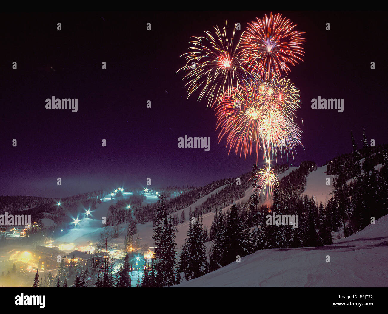 Fireworks at Big Mountain Resort in Whitefish, Montana Stock Photo Alamy