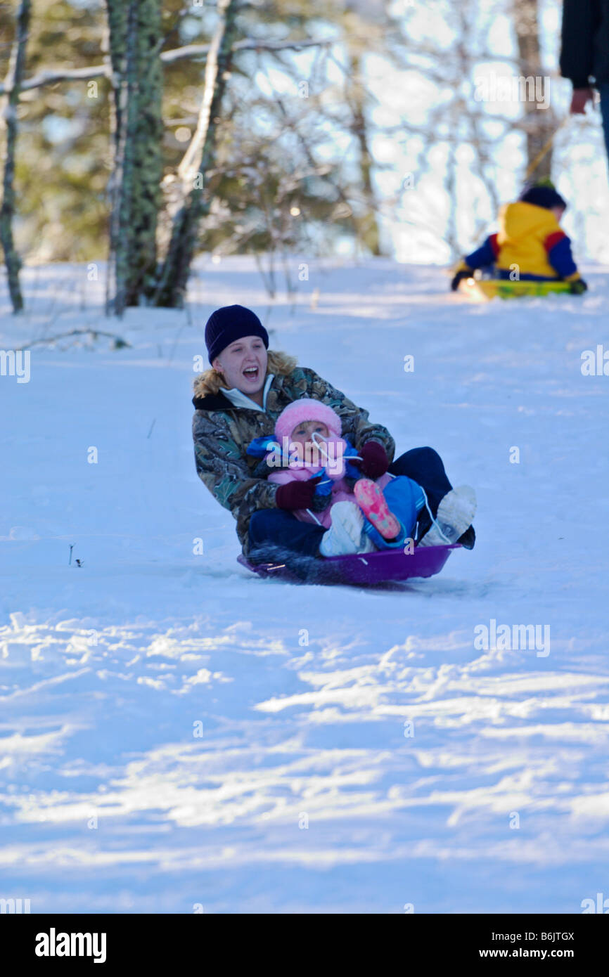 Sledding, Great Smoky Mountains National Park, North Carolina Stock