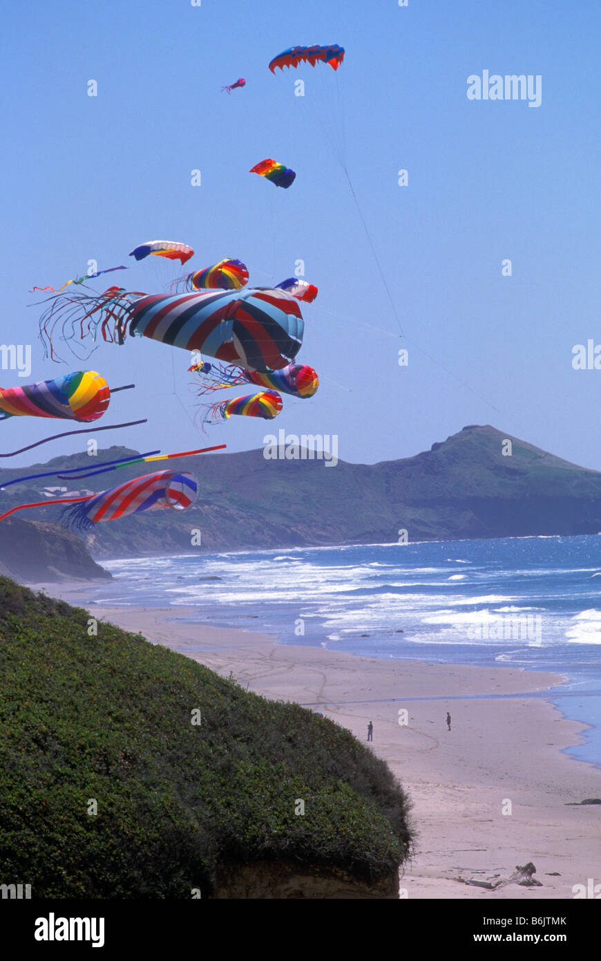 Large kites flying on the Central Oregon coast Stock Photo Alamy