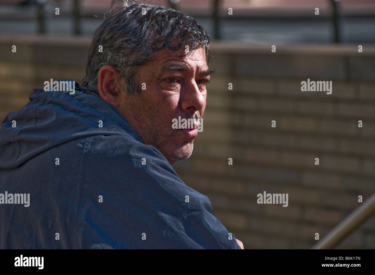 Portrait of unique interesting person on city street in San Francisco CA USA Stock Photo