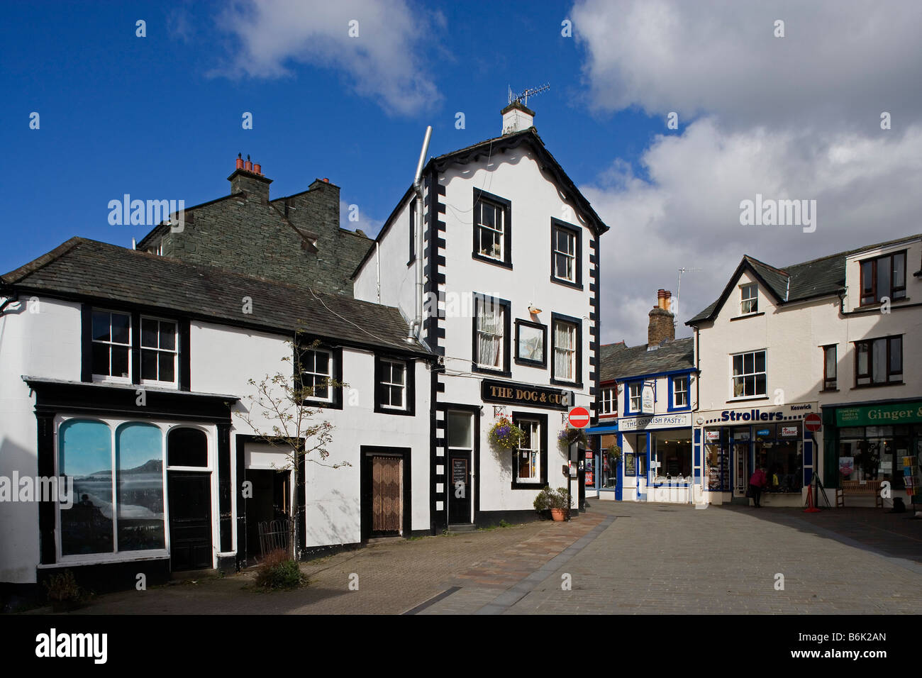 Keswick Main Street typical buildings Lake District Cumbria UK Stock
