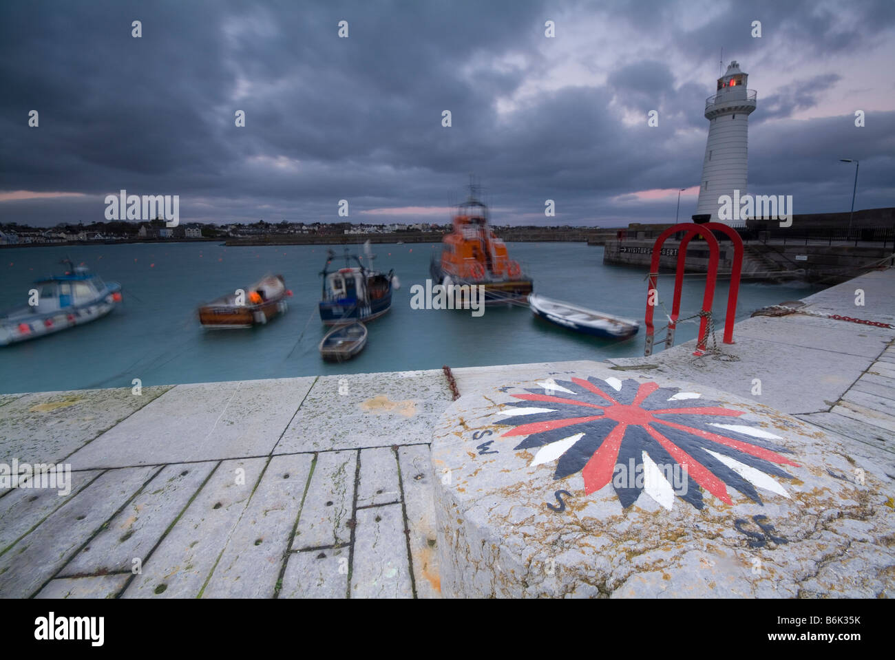 Landscape images of lighthouse and harbour at Donaghadee County Down Northern Ireland Stock Photo