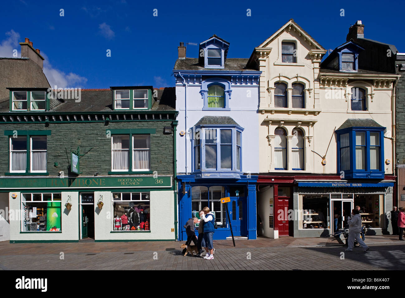 Keswick Main Street typical buildings Lake District Cumbria UK Stock