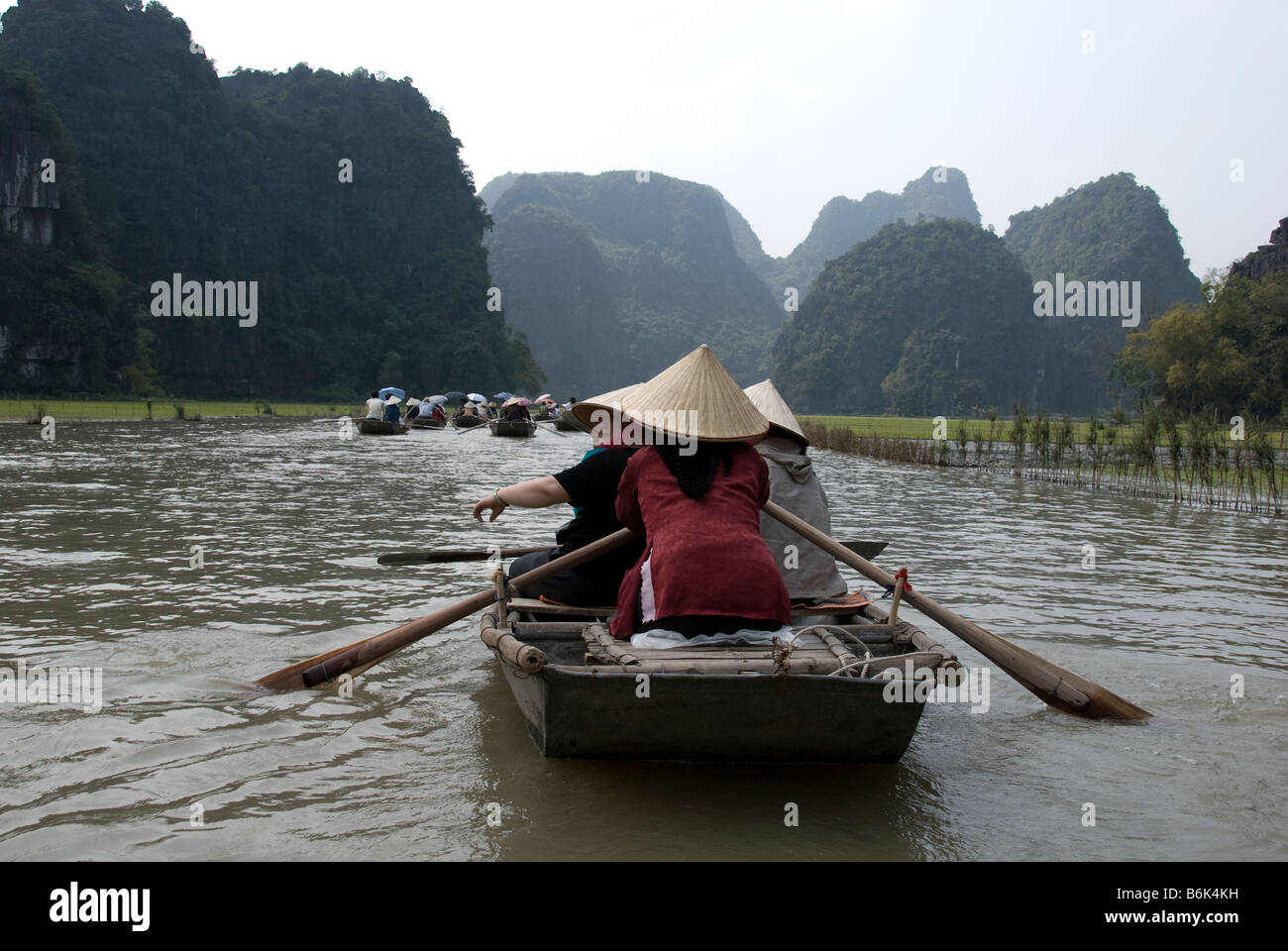 A boat ride on the Ngo Dong River, Tam Coc, north Vietnam Stock Photo