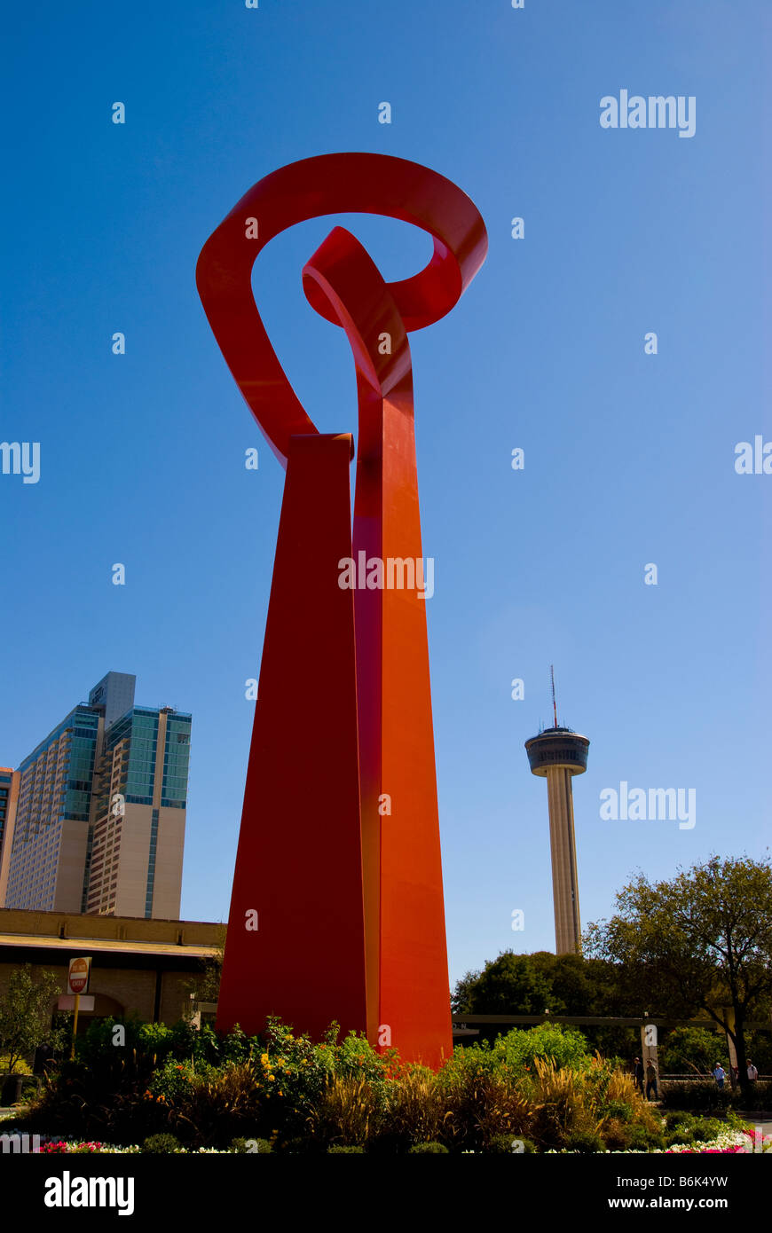 Torch of Friendship Red art sculpture San Antonio TX Texas US