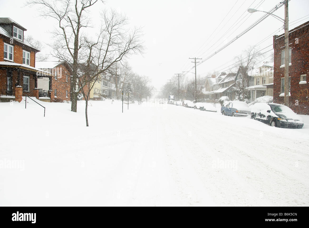 Winter snow storm in Columbus Ohio February 2008 Stock Photo 21319669
